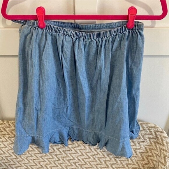 J.Crew Mercantile Chambray Faux Wrap Mini Skirt - Picture 6 of 10